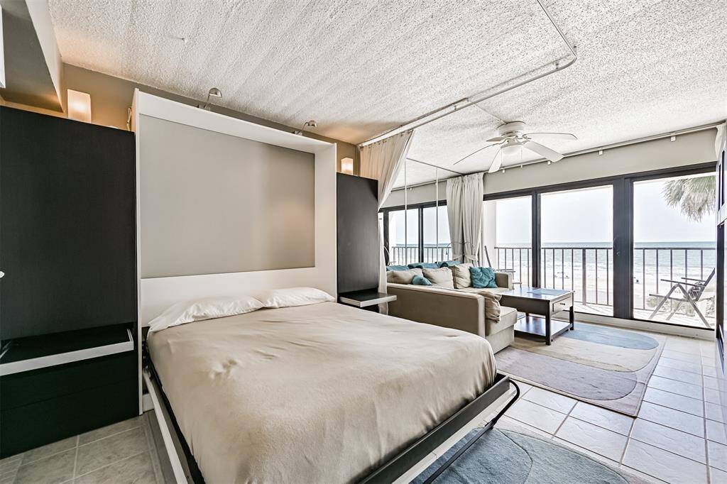 Murphy Bed folds up when not in use to open up the living space.