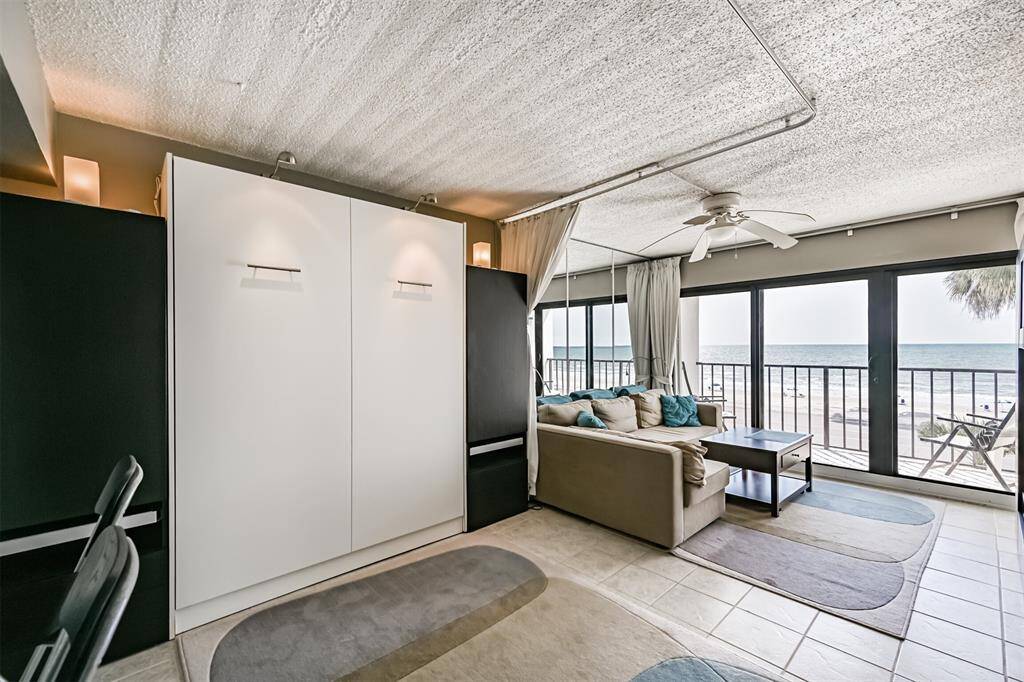 Murphy Bed folds up when not in use to open up the living space.