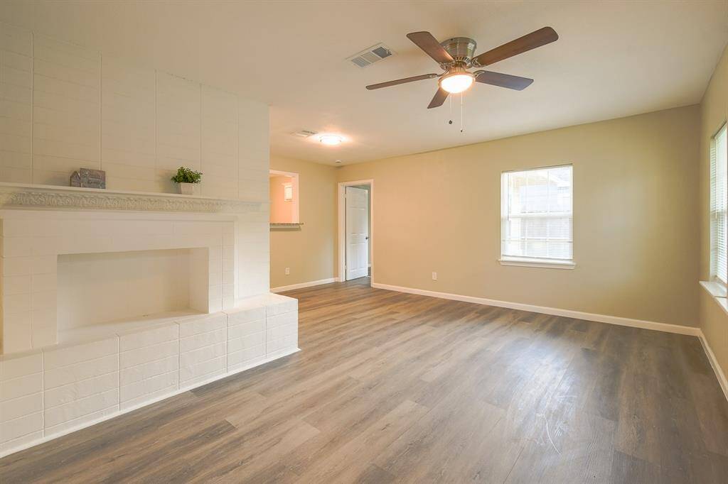 View of the living and dining area.
