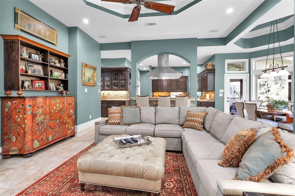 Family room includes a Marantz receiver and surround sound system