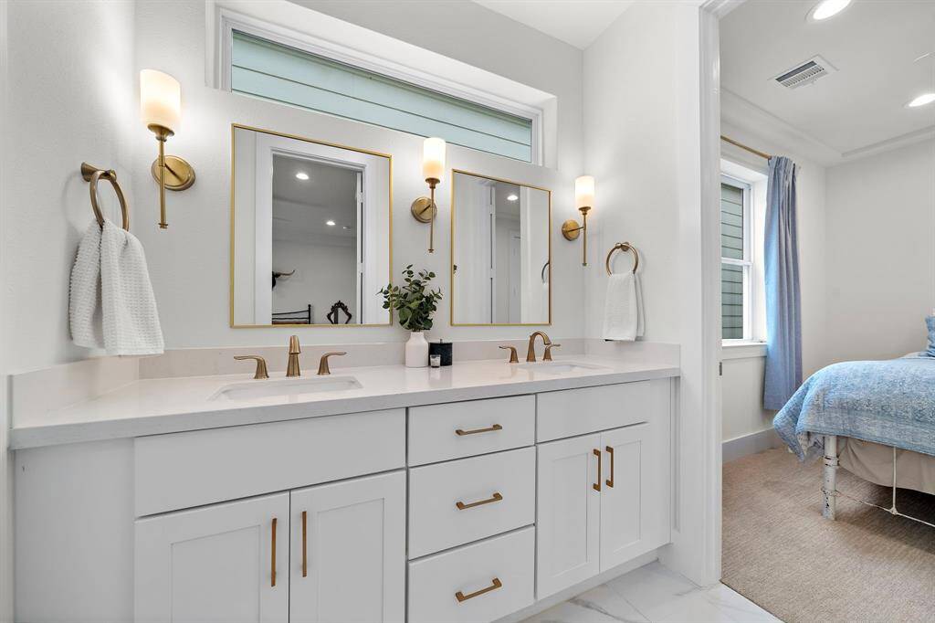 Stylish symmetry: Double vanities for a balanced look.