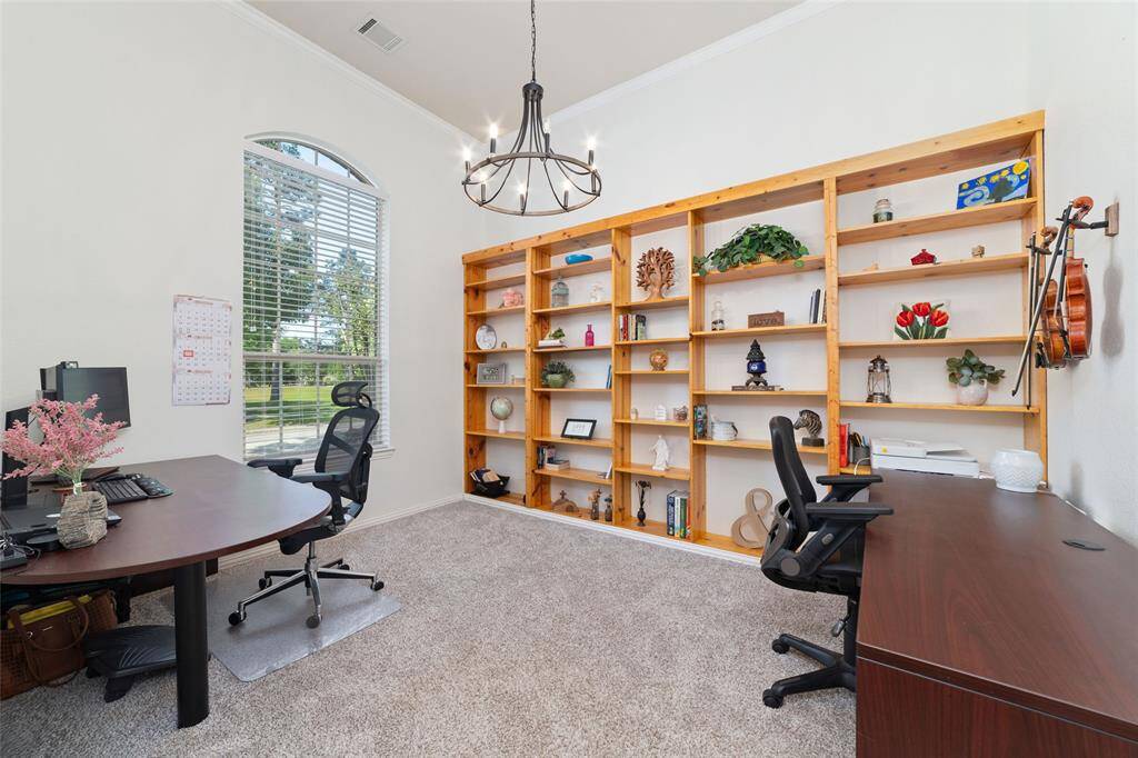 Office with Built-in shelving unit