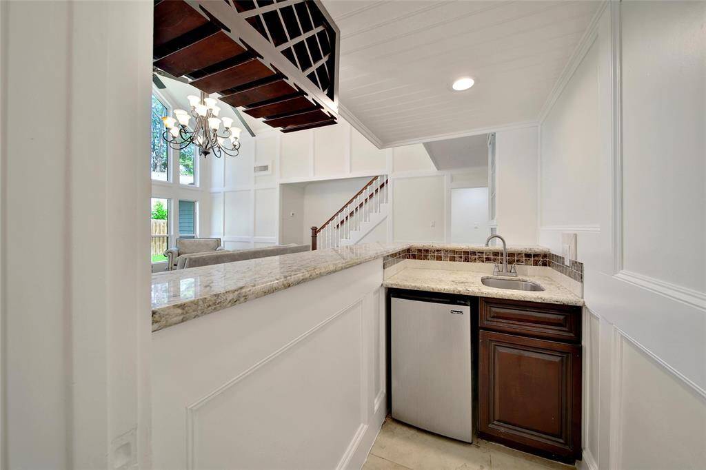 Built-in wet bar for modern living.