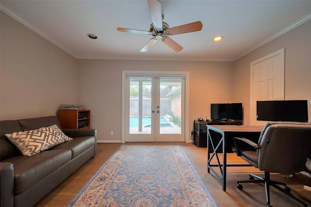 One of the hall bedrooms has been converted to a home office