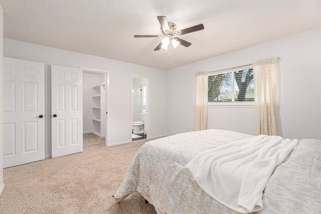 Primary room that has a large closet and full bathroom