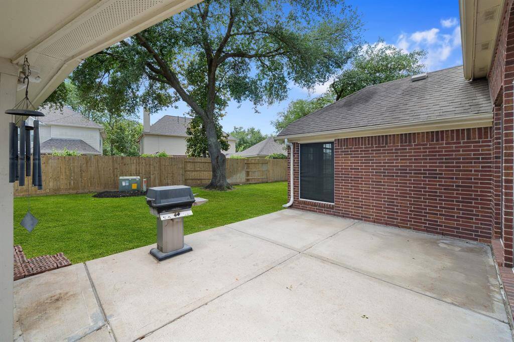 Back porch and grassy area.