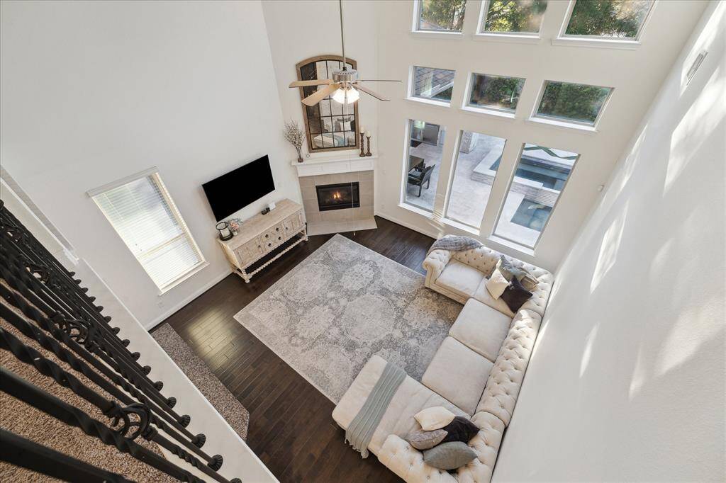 View of the Family Room Looking Out to the Extraordinary Backyard from the 2nd Floor