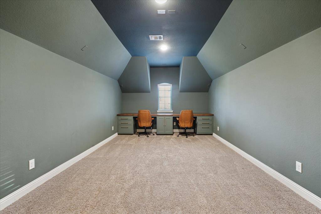 Large Upstairs Media Room w/ Moody Paint, Wired for Surround Sound, Custom Built-in Double Desk & Custom Built-in Cabinets (not seen) Can be Used as a Guest Suite, Home Office (or Both!) Media Room or Anything You Like!