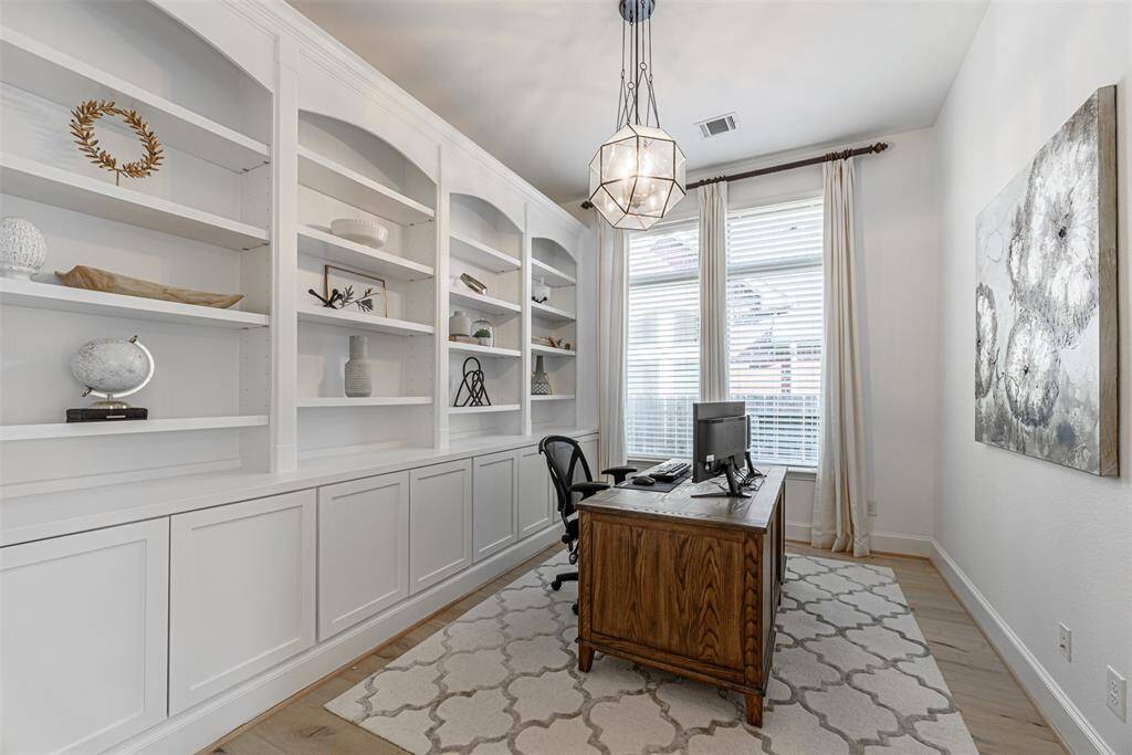 Custom built in shelving for a finished look in the home office