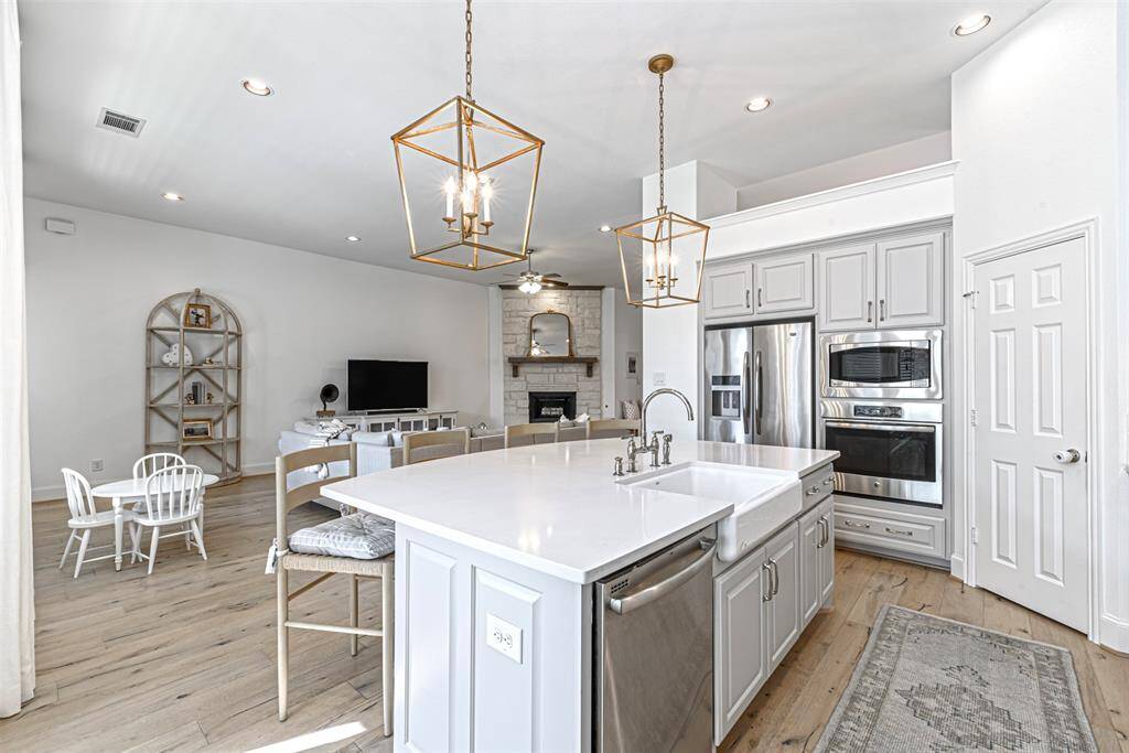 view of the family room from the kitchen