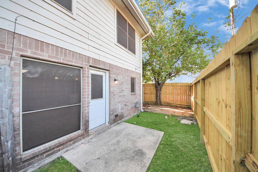 Private fenced in backyard