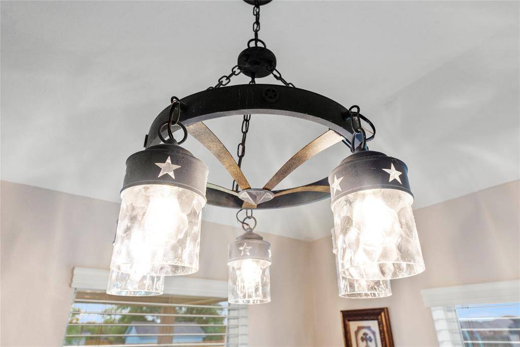 Updated lighting in the breakfast room.