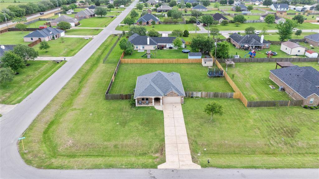 A view from above.  On a large corner lot.