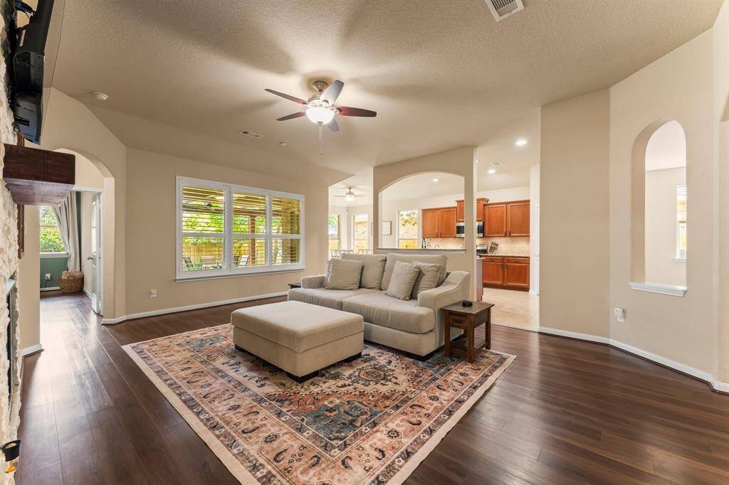 The family/living room is open to the kitchen.  Great for entertaining.
