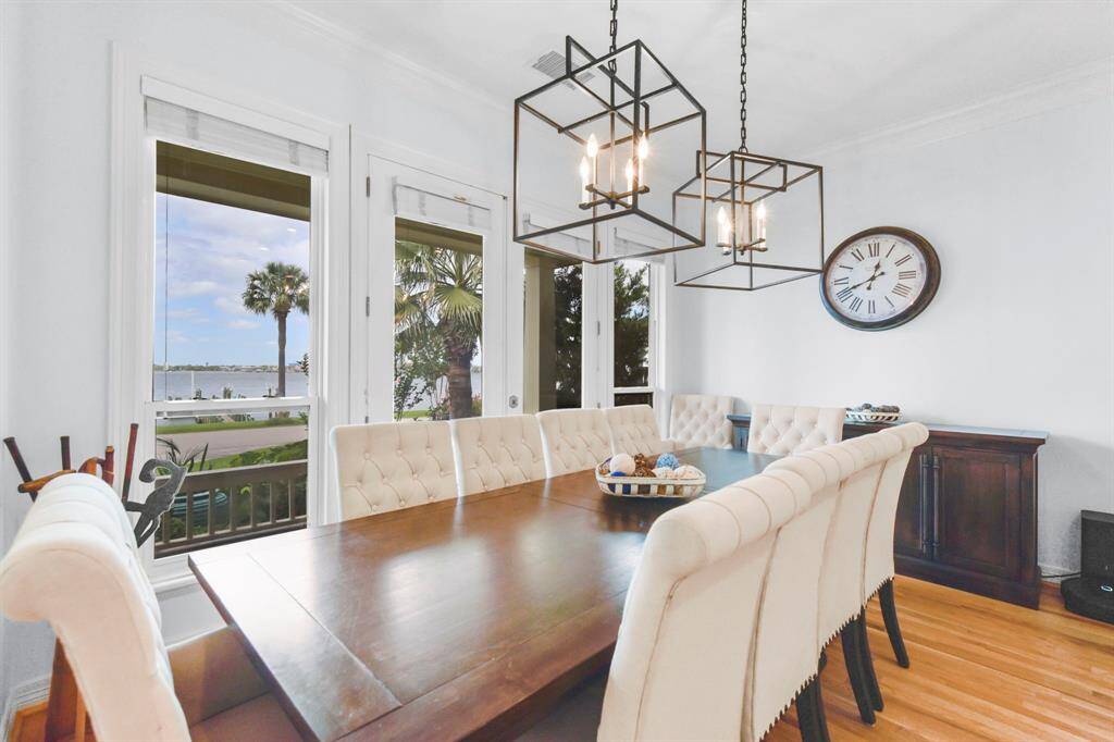 The dining room has a beautiful view and is adjacent to the kitchen making serving a breeze.
