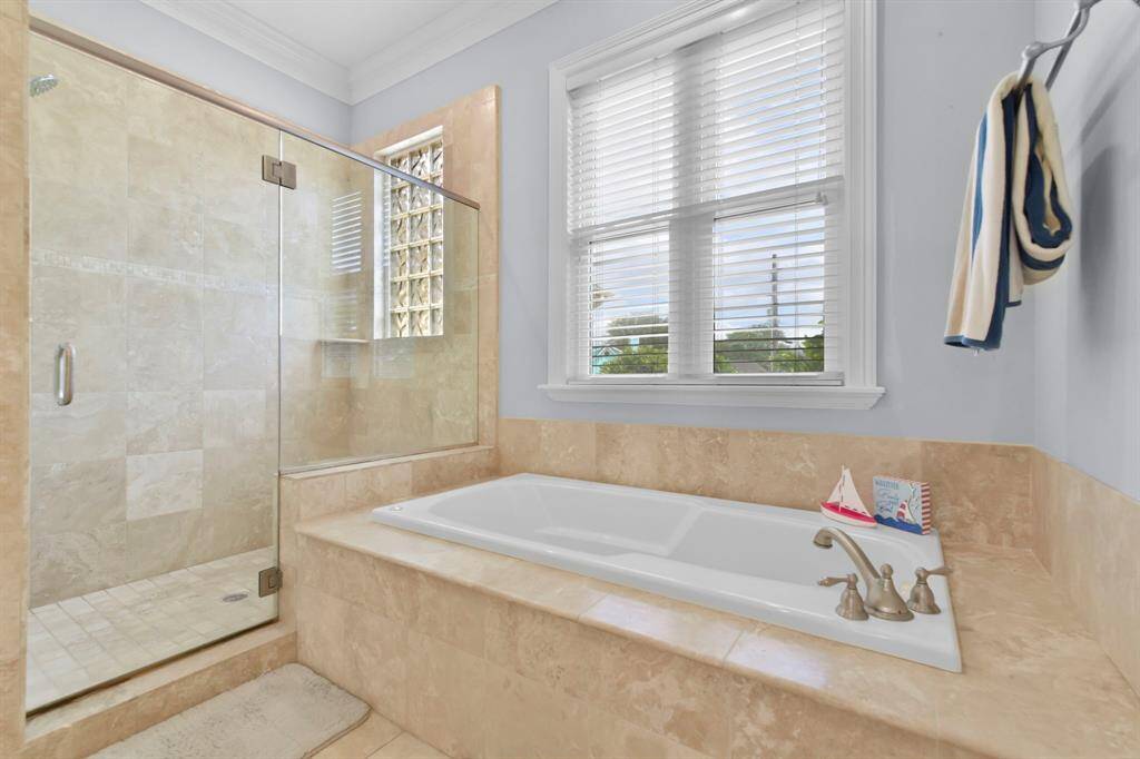 The Primary has a large seperate walk-in shower.