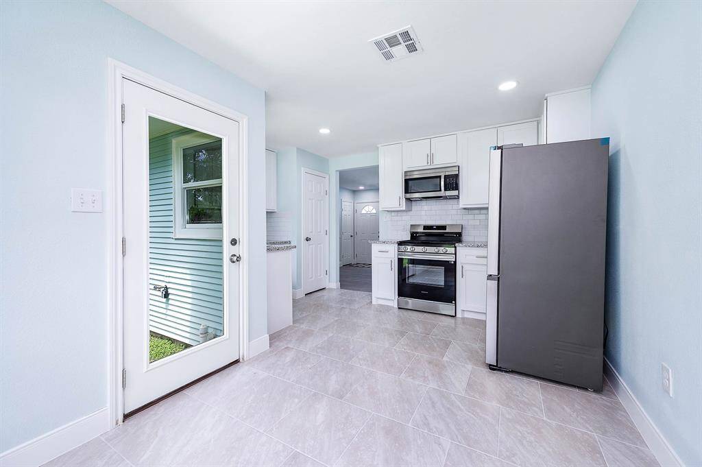 View of the kitchen from the dining room.