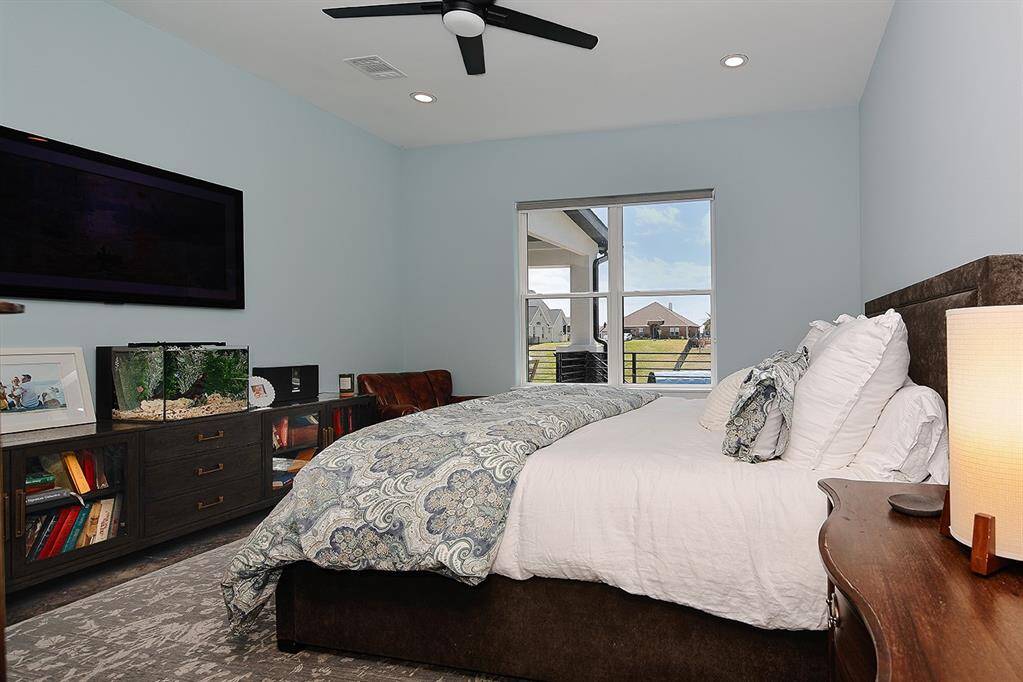 The primary suite is a nice place to relax after a long lake day!