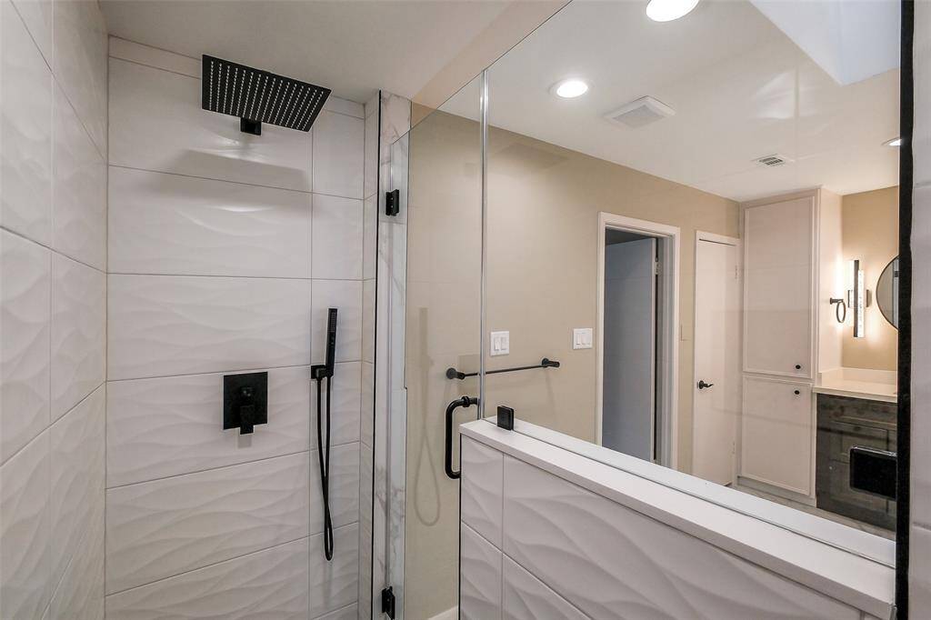 Newly renovated primary shower. Thoughtfully designed for a new family to enjoy.