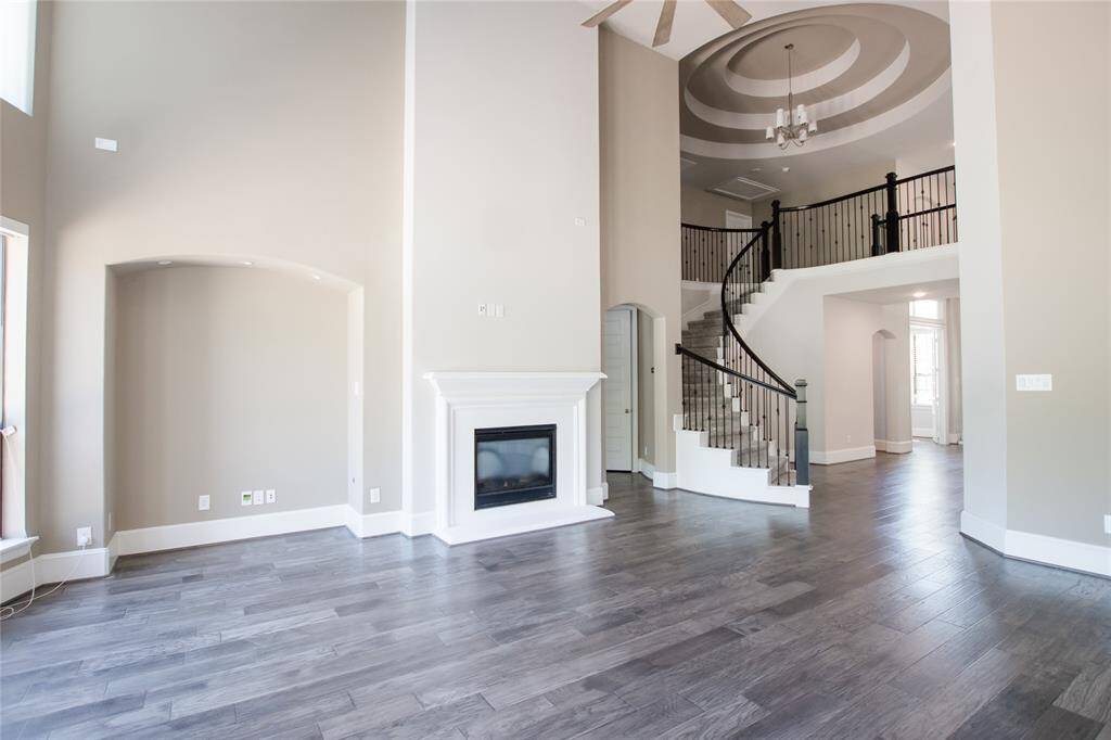 Dramatic high ceilings throughout the entry and living area