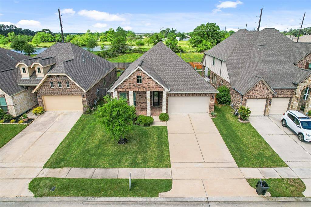 Bird’s-eye view showcasing the home from above.