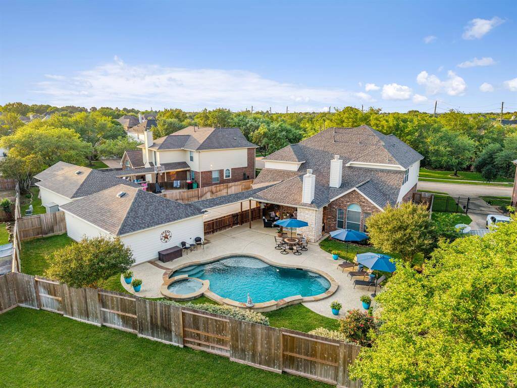 Aerial view from above the back yard.
