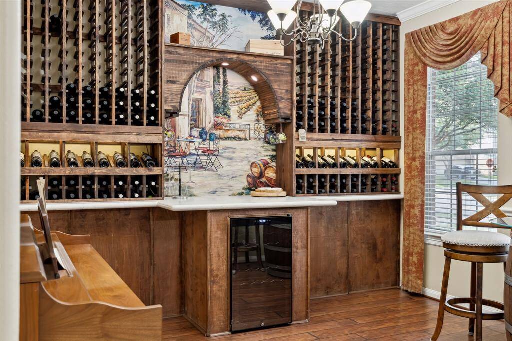 Wine Rack, Counter and Drink Refrigerator. (these pieces are removable.