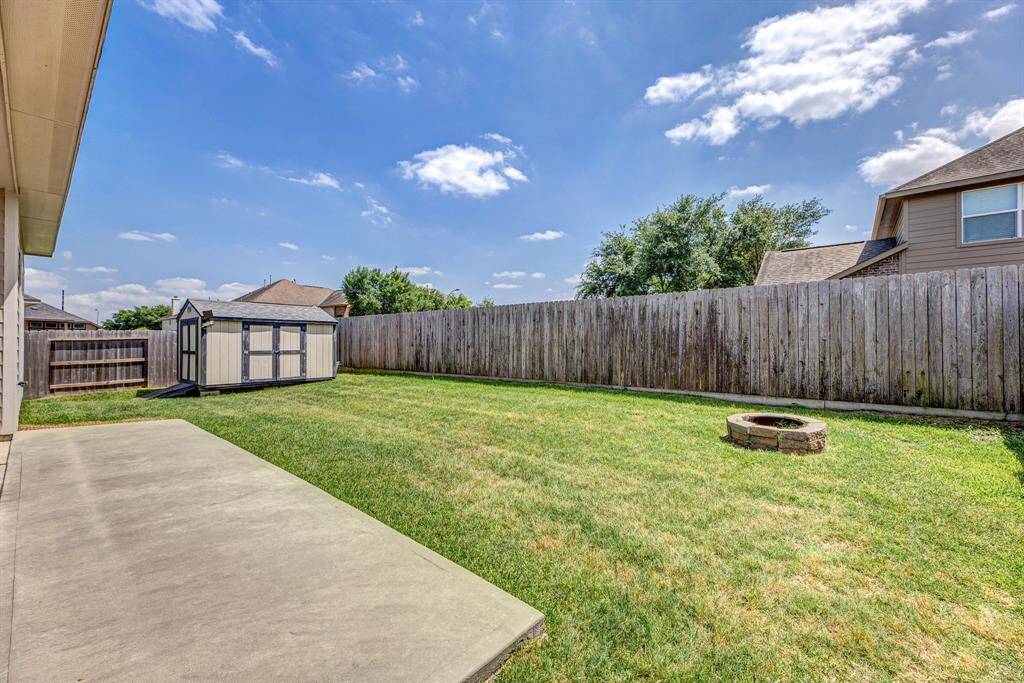 The outdoor shed offer extra storage.