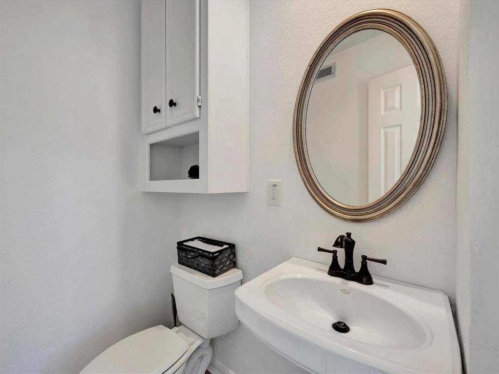 Half bath convenient for pool use.
