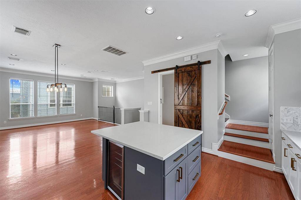 updated island features beverage cooler and more storage