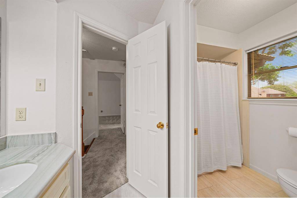 The Hollywood bathroom seperates the vanity area from the private facilities.