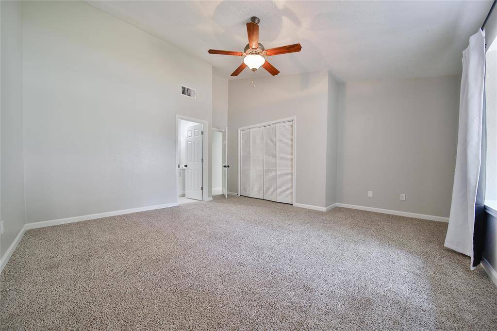 New carpet, ceiling fan and closet doors