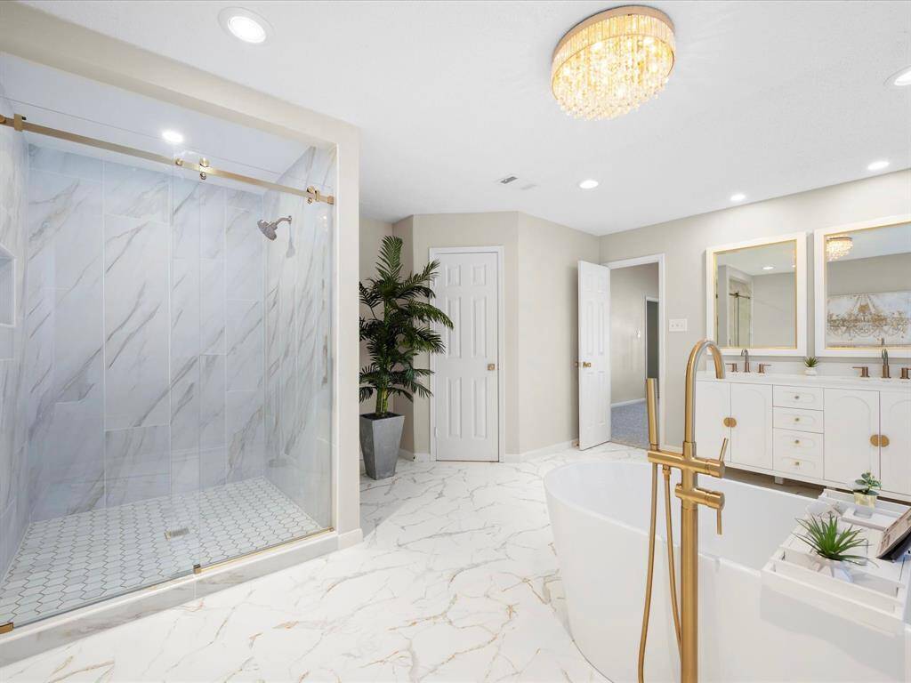 High End Finishes; Free Standing Tub & Faucet, Crystal Chandelier