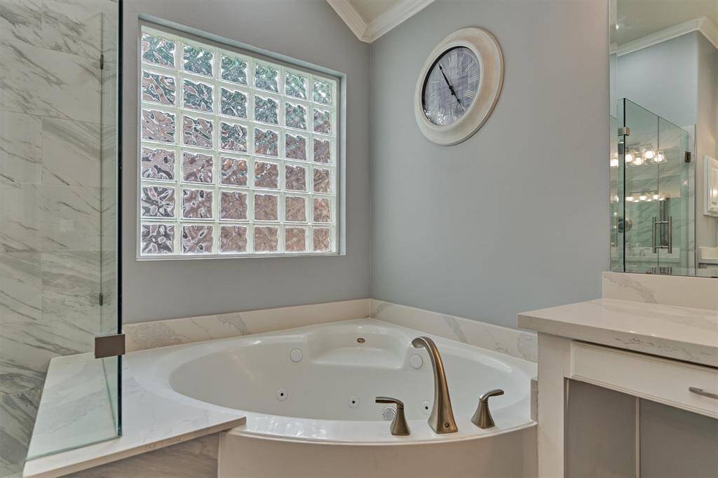Glass blocks provide both natural light and privacy.