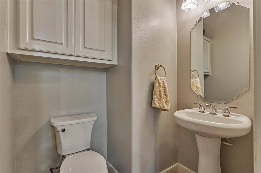 The half bathroom is ideal for visitors.