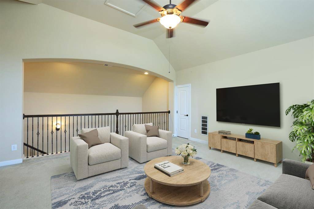 Stairway leads down to family room.