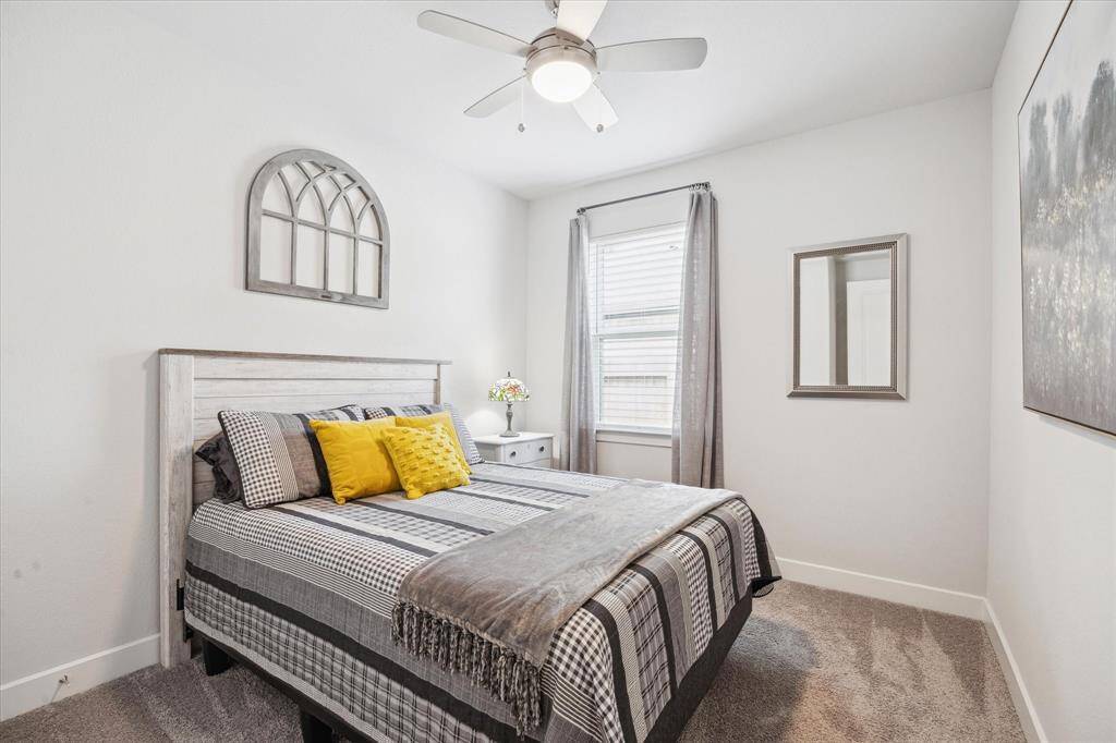 Guest bedroom with nice size closet.