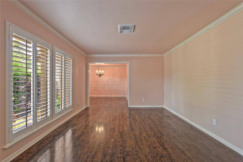 Looking into Formal Living Room and Dining Room.