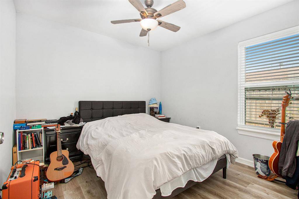 The secondary bedroom is situated on the other side on the living area.