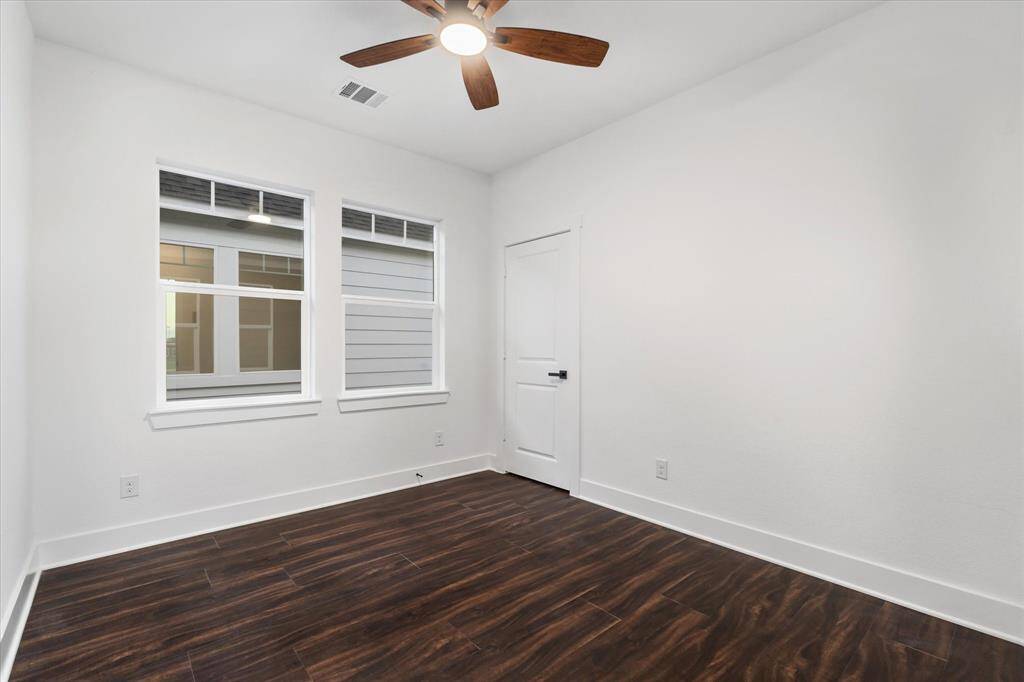 Find a roomy walk-in closet with extra shelves—perfect for keeping things neat and easy to find.