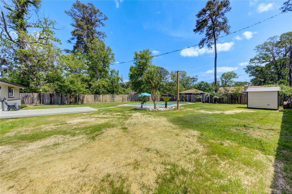 Shed located in backyard for extra storage