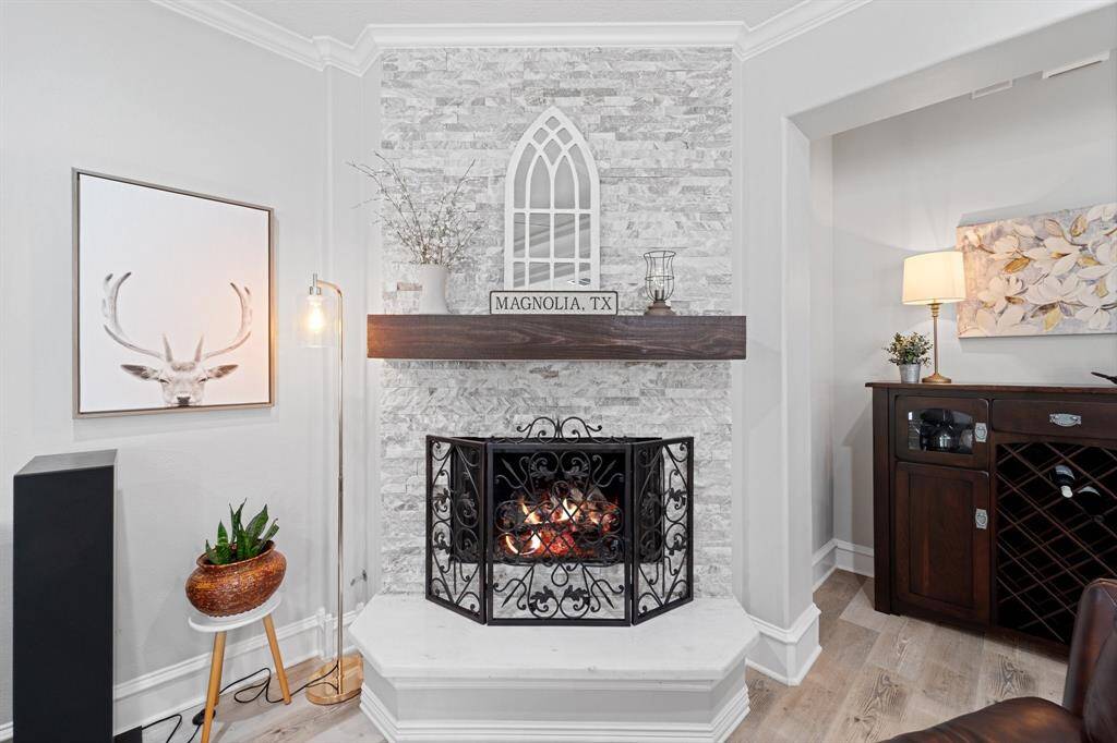 Focal point of the family is this one of a kind fireplace.