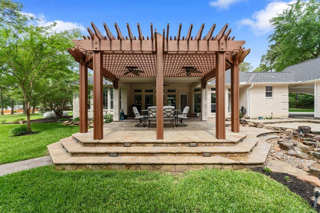 Extended patio arbor cover allows more space out of the direct sun.
