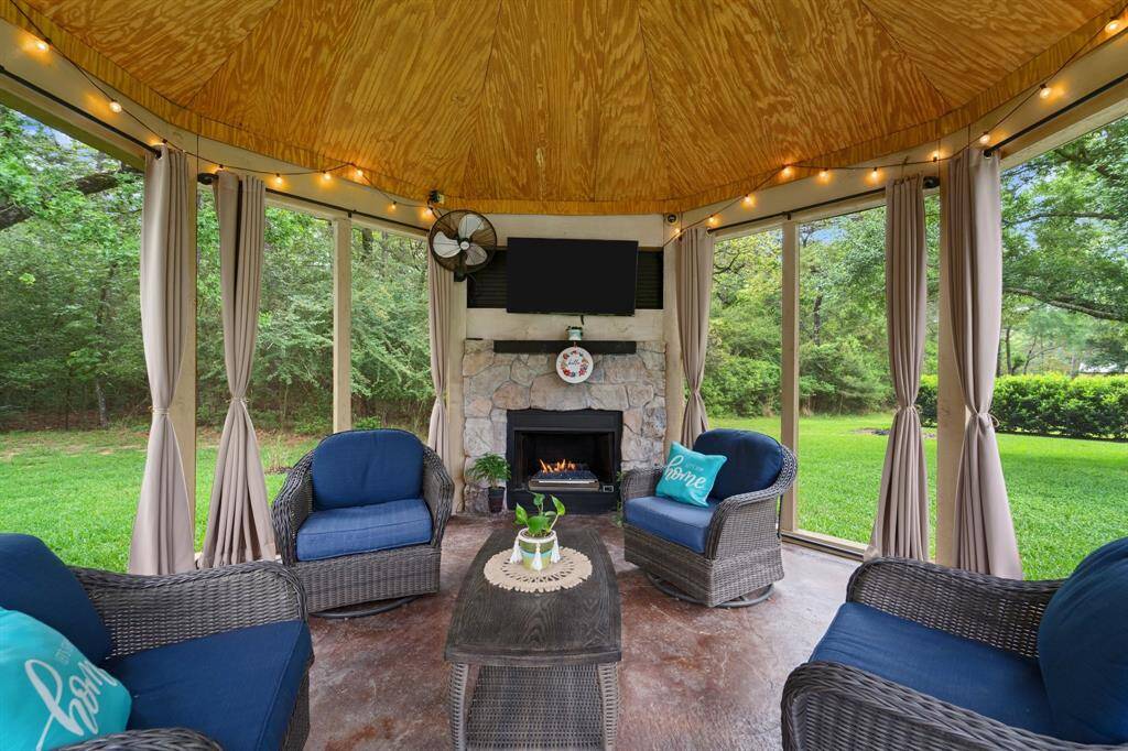 This gazebo is perfect for sitting by the fire or watching your favorite games on the tv while hanging out with friends.
