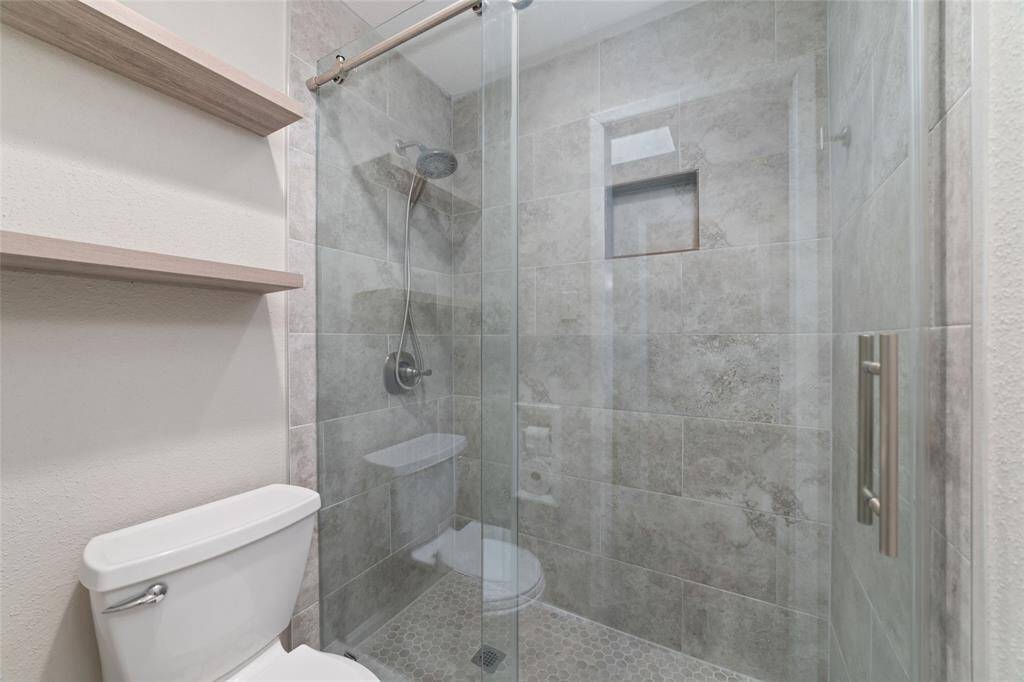 This close-up highlights the recently updated shower, showcasing its modern and polished look!