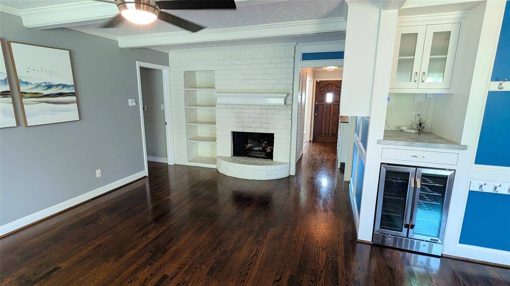 Fireplace in den