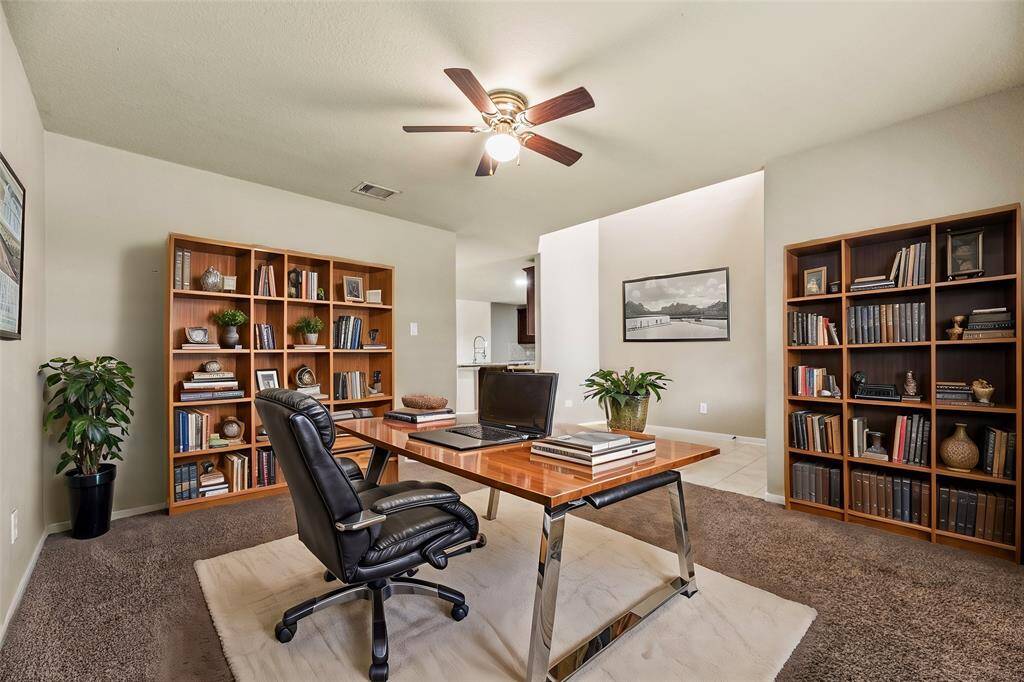 A private study adds a touch of sophistication and privacy to the home. It suggests a space dedicated to concentration, creativity, and productivity.