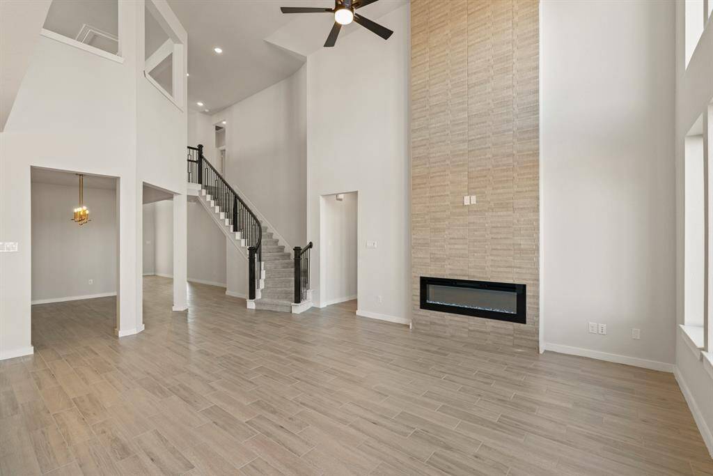 Representative photo of electric fireplace in family room.