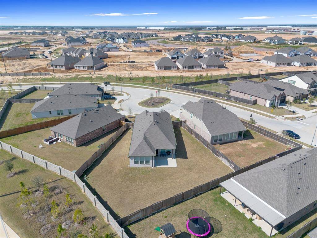 Ariel view of the backside of the property and the configuration of the street.