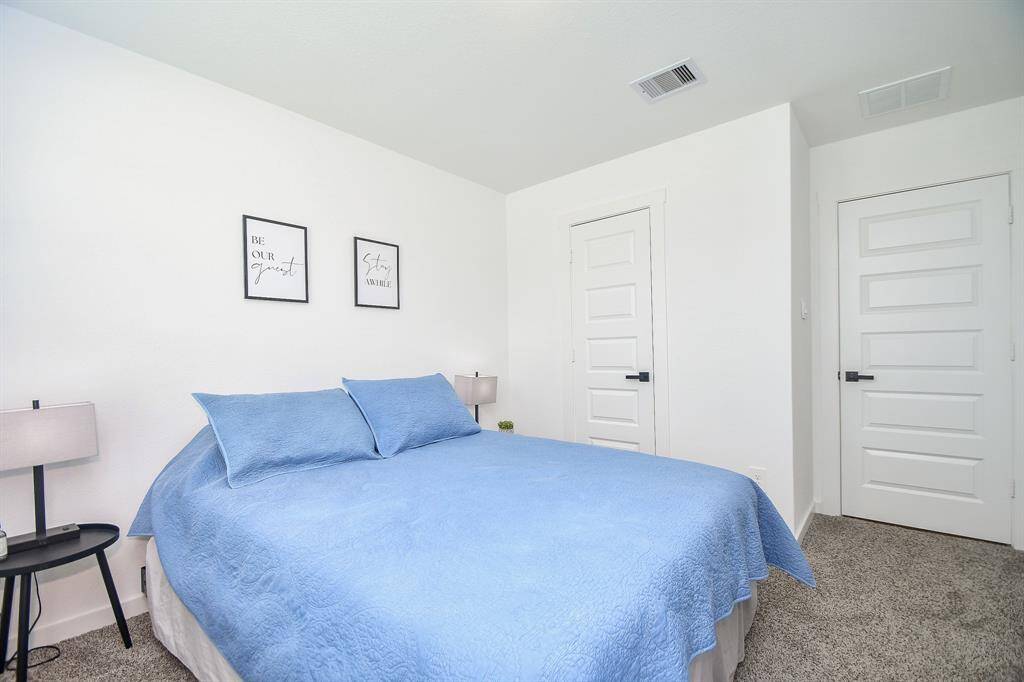 Recessed panel doors throughout with upgraded black finish handles,  closets have nice amount of storage